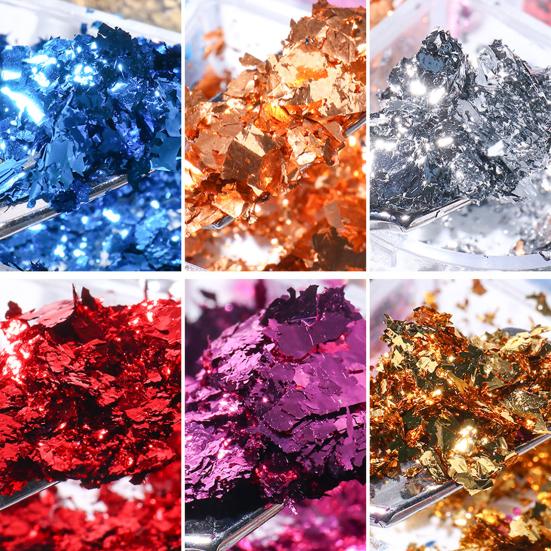 6 Grids/Box Manicure Foil Decal Creative Adorable Shiny Texture Nail Ornament Stickers Particles Foil for Personal Use