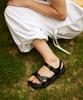 Cesti Round-Toe Casual Top Buckle Sandals (Black)