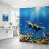 Coastal Marine Shower Curtain: Dolphin, Starfish, Seahorse, Seashell, Sea Turtle - Moisture-Proof, Mildew-Resistant, Waterproof, Beach Bathroom Décor