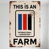 Vintage Harvest International Farmer Tin Sign, Weathered Metal Wall Decor with Rust Spots, Farmhouse Home Bar Pub Decoration