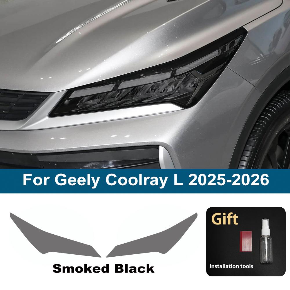 For Geely Coolray Coolray L High Gloss Smoke Black Pre-Cut Headlight Protection Film TPU PPF Kit Anti-Scratch Vinyl Wrap Cover