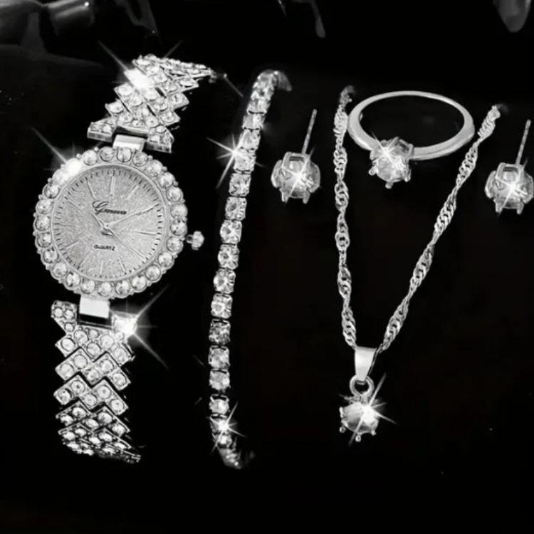 5 stk Klokkesett Dame Diamantbesatt Allsidig Åtte-klo Diamantring Smykker Damesett