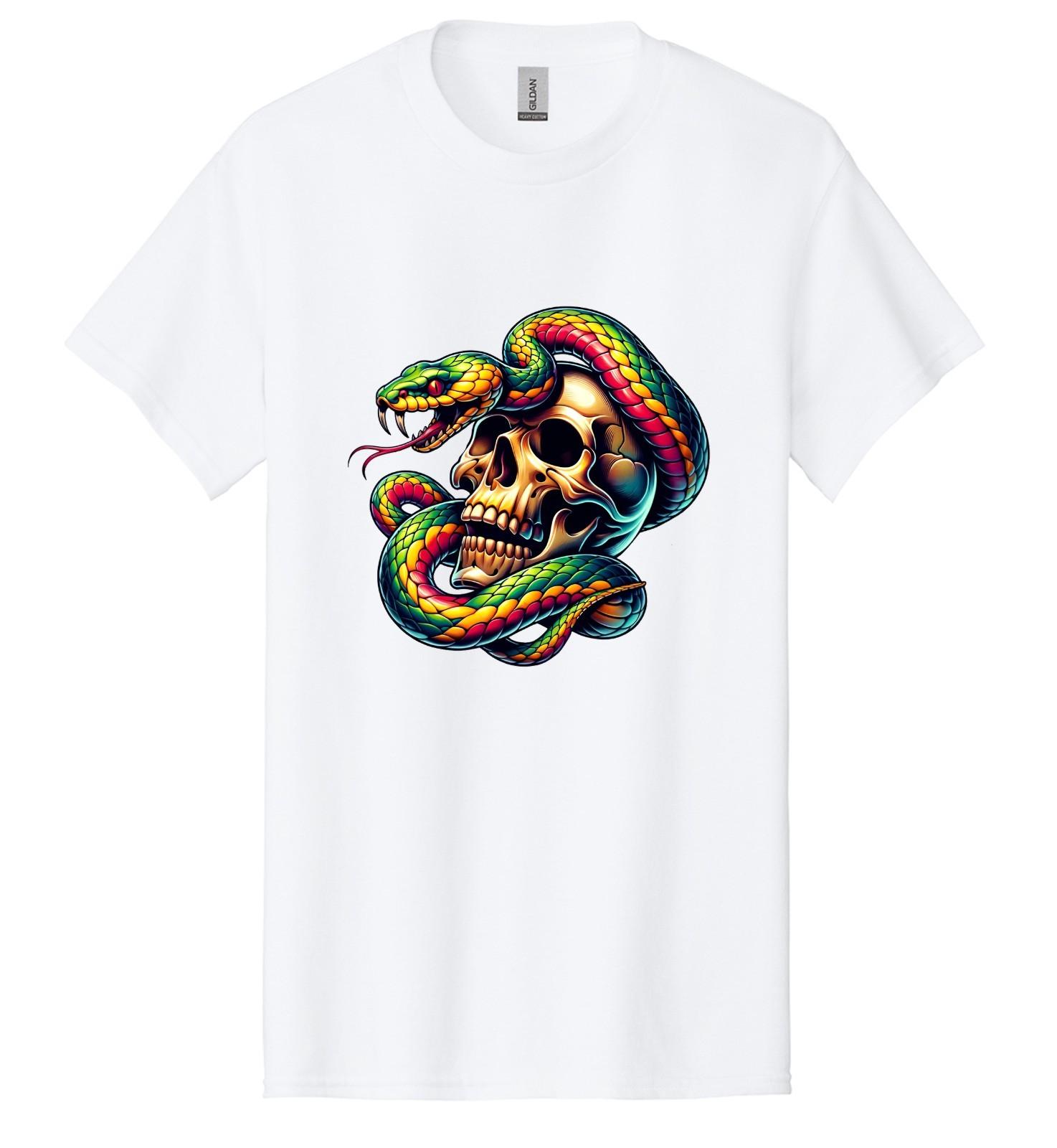

American Horror Colorful Snake Skull Face Men s T-Shirt USA New Gift Tee S-3XL 5XL різнокольоровий