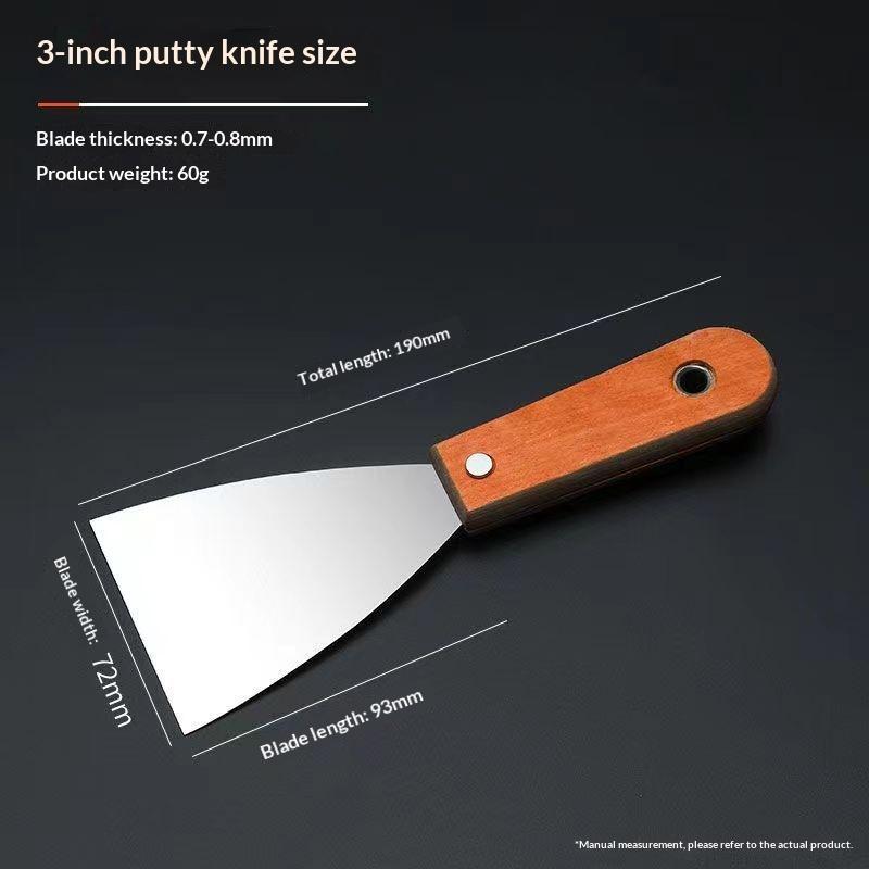 Putty Knife / Scraper Tool Set Rust Resistant Thick Stainless Steel Blades Wooden Handles For Drywall Repair Home Renovation