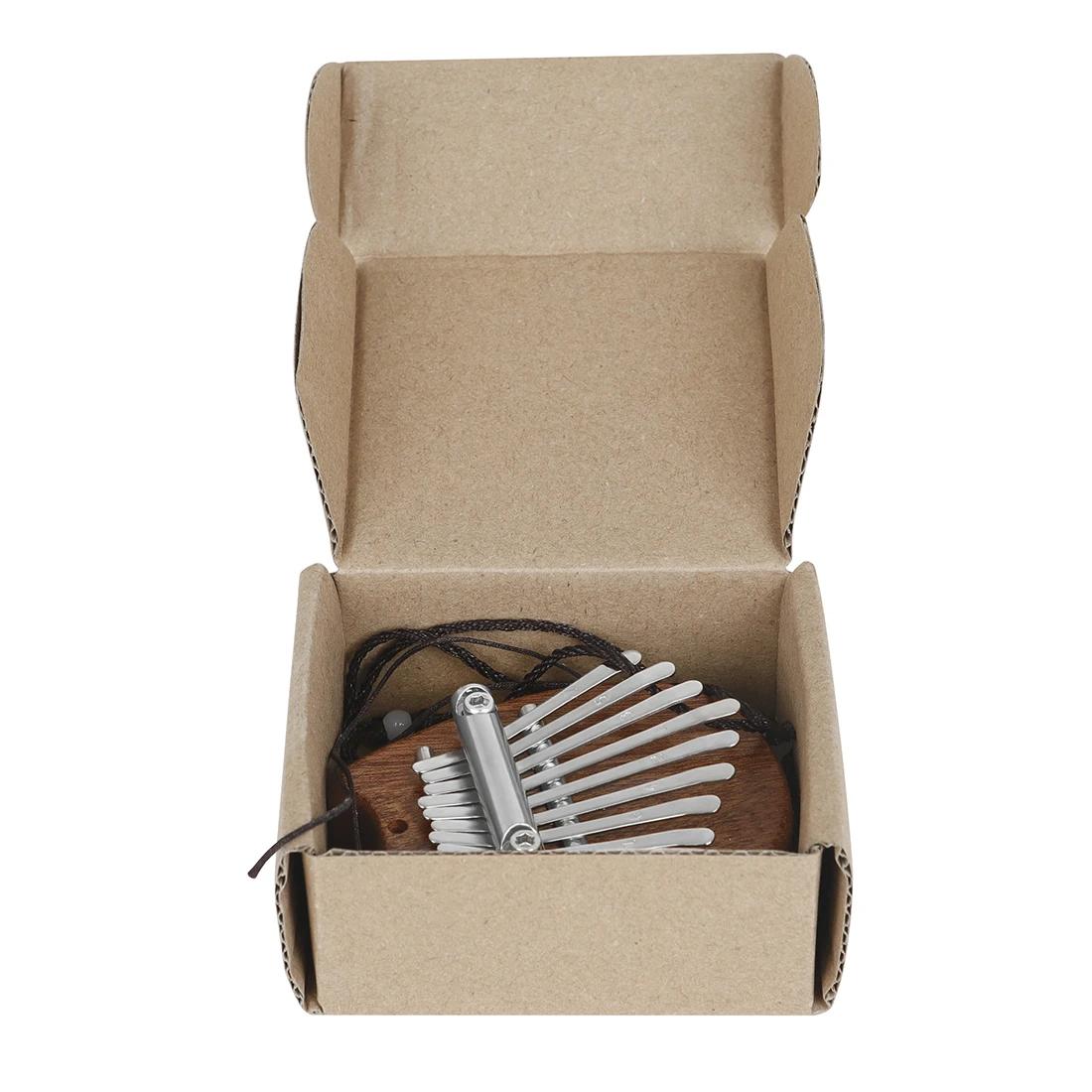 8 Tone Mini Kalimba Portable C Key Solid Wood Thumb Piano Portable Kalimba With Lanyard for Childrens Keyboard Instrument