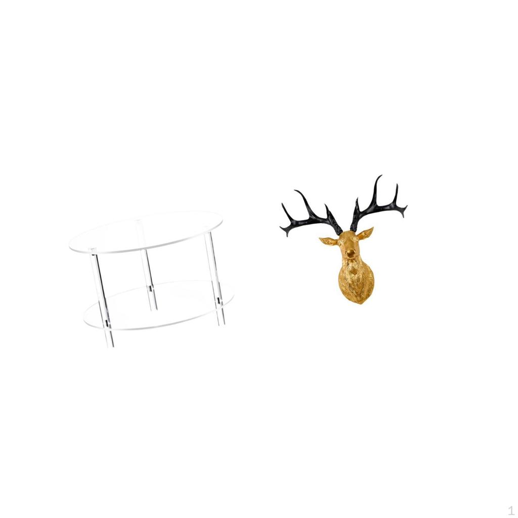 Acrylic Nightstand Table for Living Room Home with Resin Deer Head Wall Sculpture Boho Artwork Mount