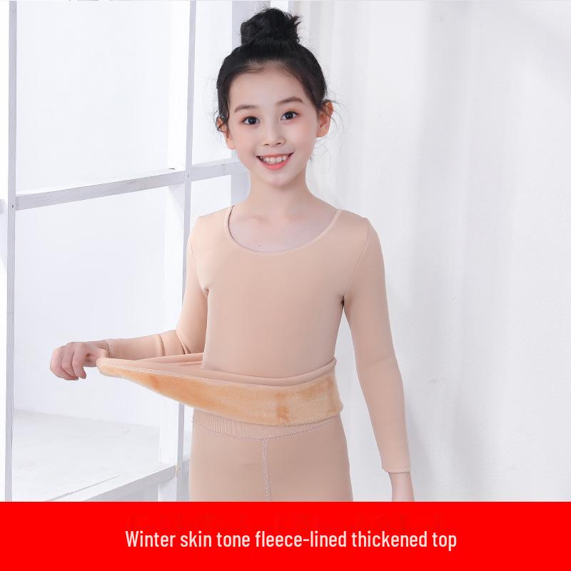 Winter Ballet Velvet Base Layer Set: Women s Invisible Shirt & Kids  Dance Socks in Skin Tone S