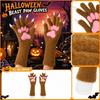 Halloween Long Gloves with Silicone Pads and Nails for Women Men Costume