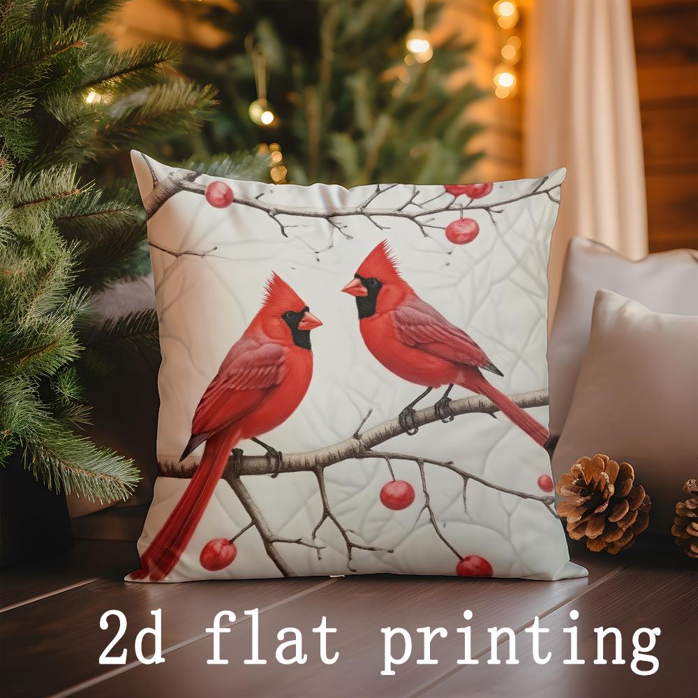 Home Decor Christmas Cardinals Pillow Covers for Home Decor Pattern Cushion Cover Suitable for Sofa Bedroom Car Pillow Cover