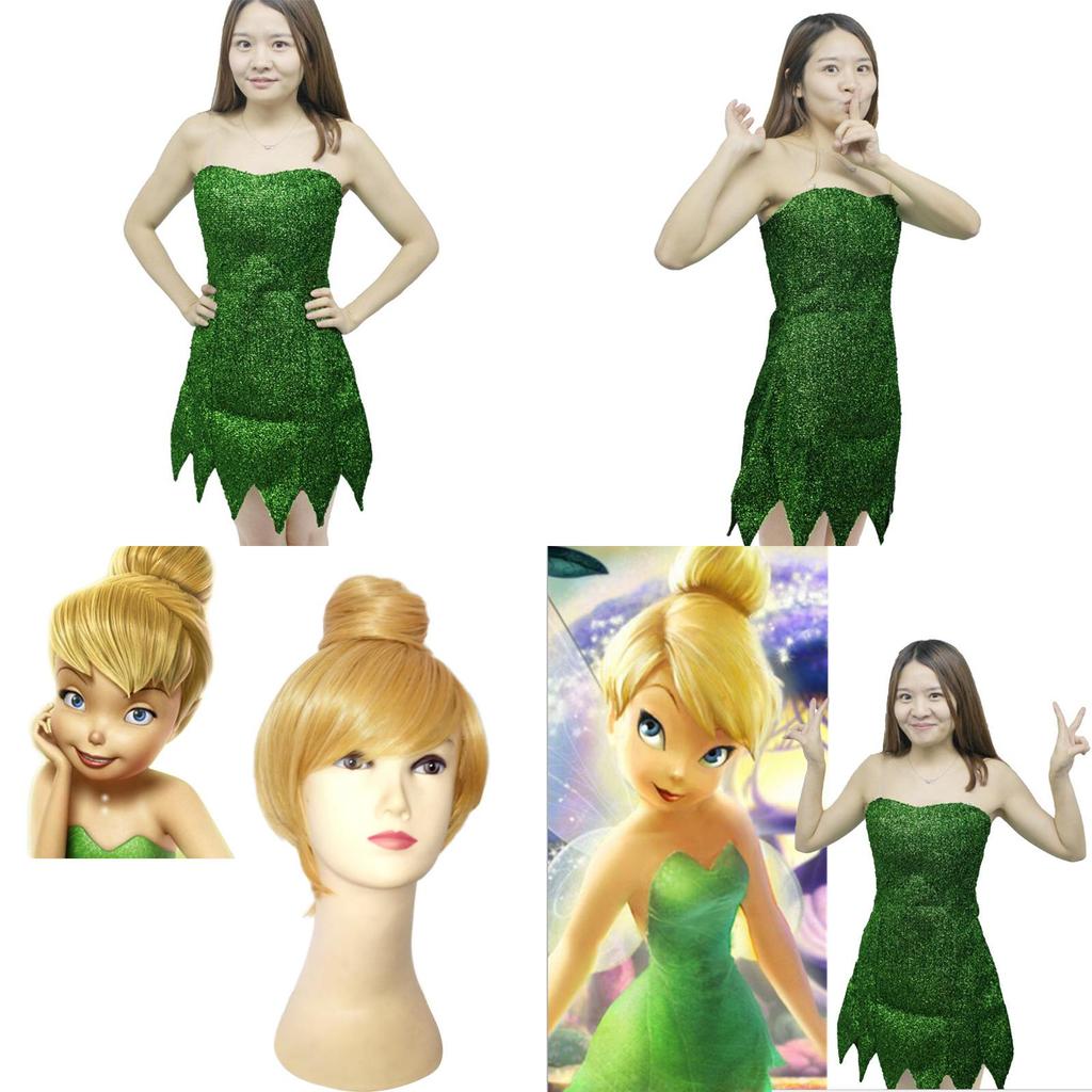 Fee Tinkerbell Cosplay Kleid Grün Pixie Kostüm Für Erwachsene Mit Niedlichem Design Und Baumwollmischgewebe