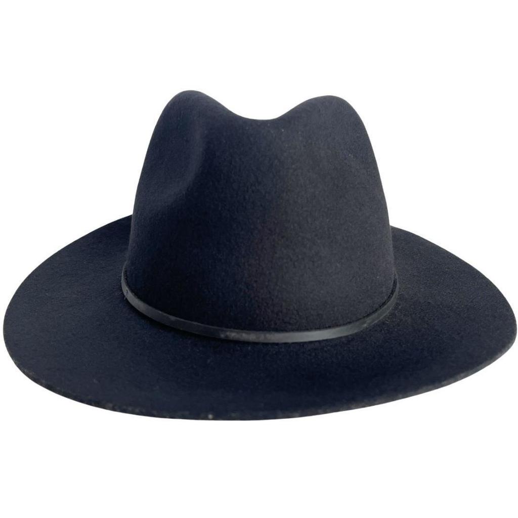 Used Brixton Black Wool Fedora Hat Centerfold Hat S