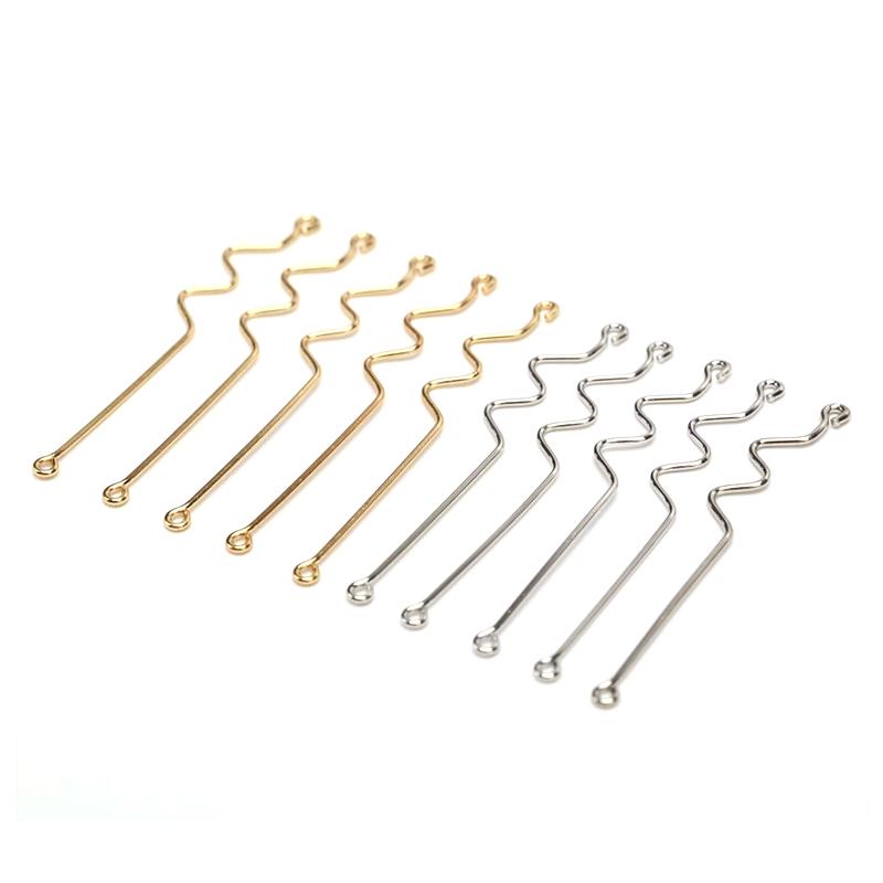 10Pcs/Set Copper Curve Connecting Rod Charms Diy Making Earrings Jewelry Crafts