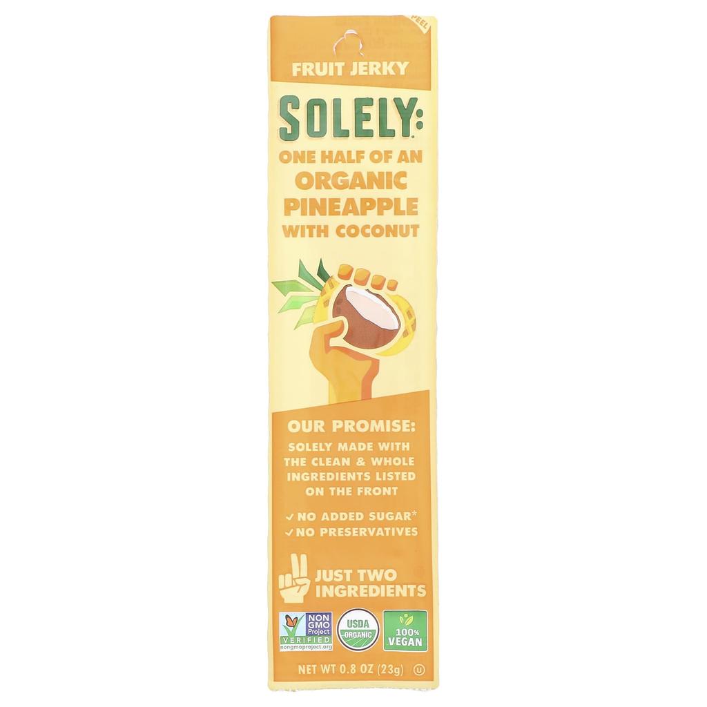 Solely, Fruit Jerky, Organic Pineapple, Coconut, 0.8 Oz (23 G)