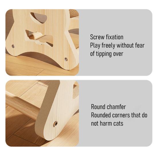 Cat Scratcher Toy Natural Sisal Scratching Ball with Wooden Base Interactive Play