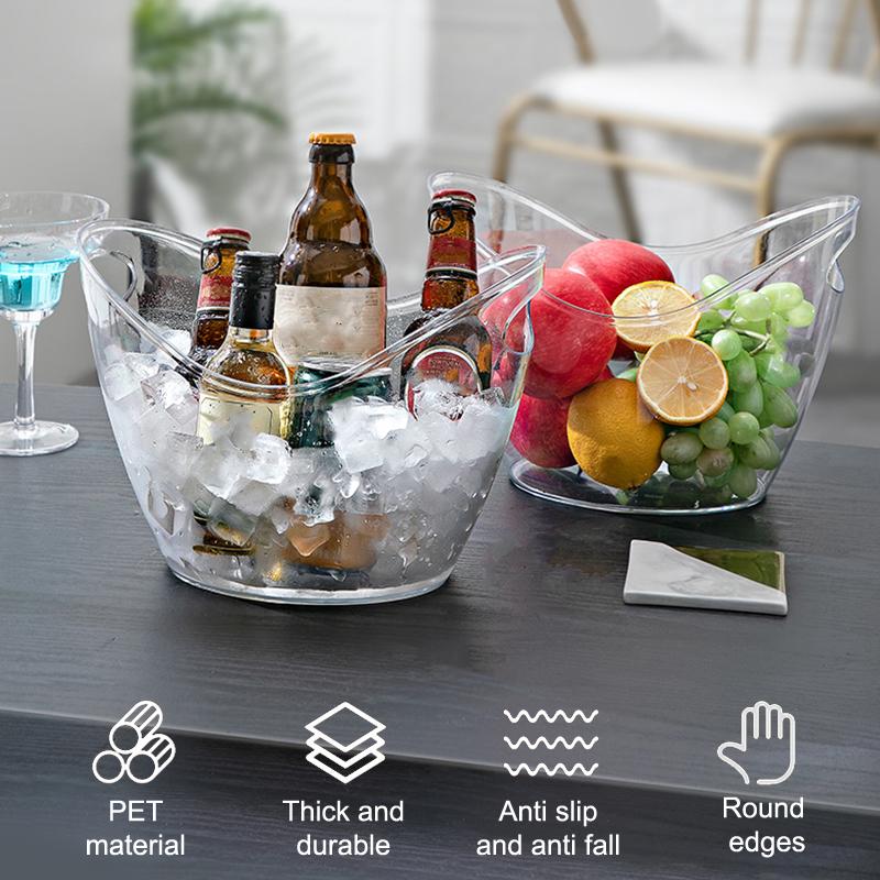 4L/8L Plastic Ice Bucket For Drinks And Parties Perfect For Wine Champagne Mimosa Cocktail Bar Outdoor Picnic Fruit Storage Bask