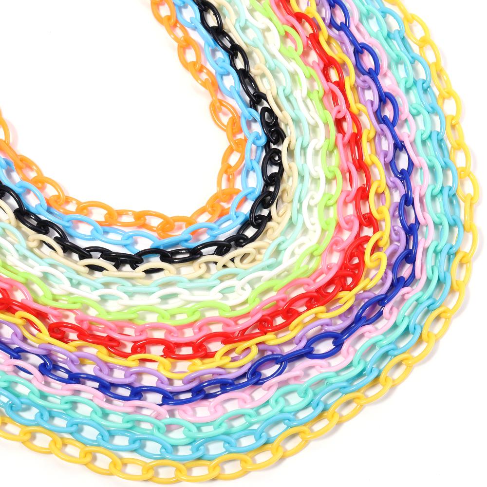 5pcs/lot 50cm Plastic Link Chain Colorful Extension Chains For Jewelry Making DIY Bracelet Necklace Phone Key Bag Chain Supplies