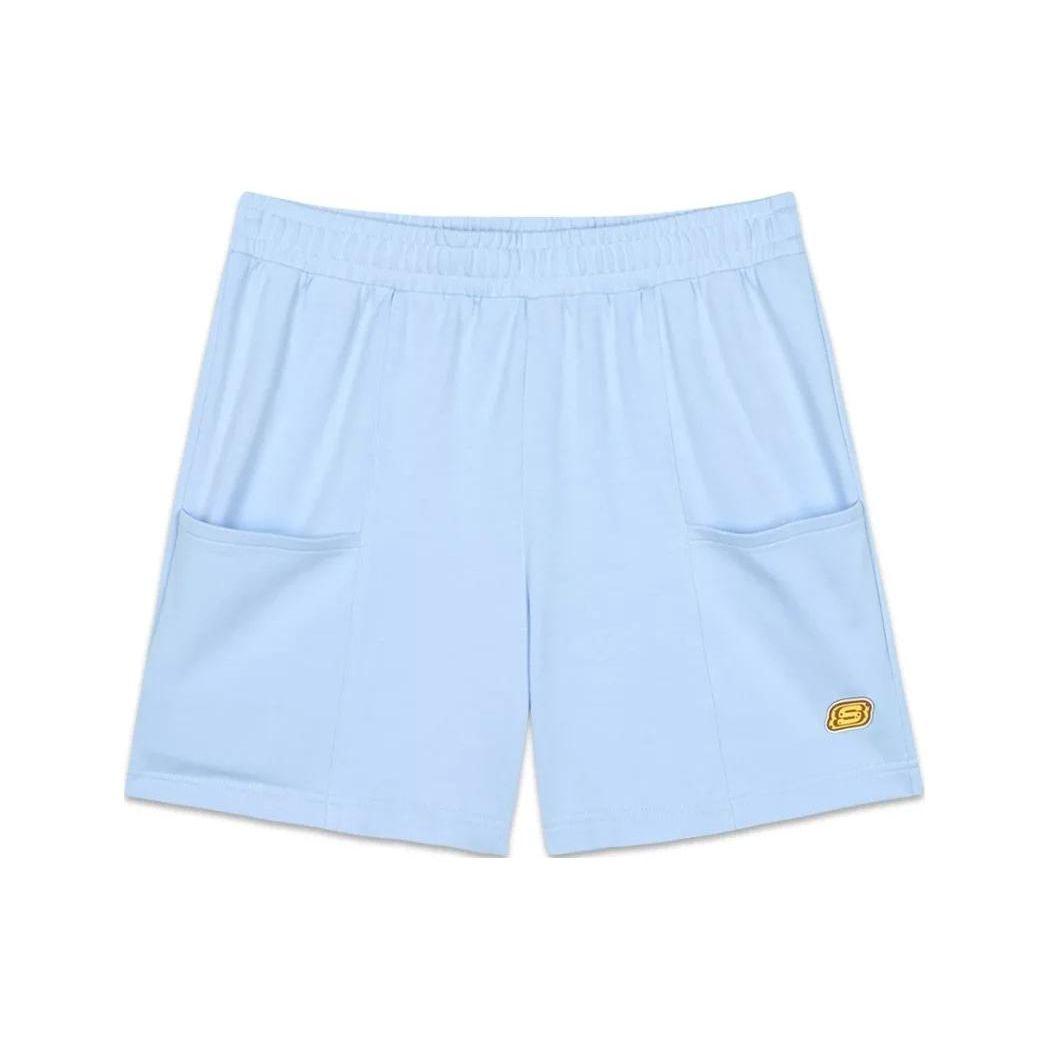 Skechers Solid Color Breathable Elastic Waist Casual Shorts Women shorts Sky-Blue L223W164-0147 M