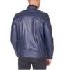 Men's Jacket Navy Blue Handmade Leather Genuine Lambskin Biker Stylish Soft Fit