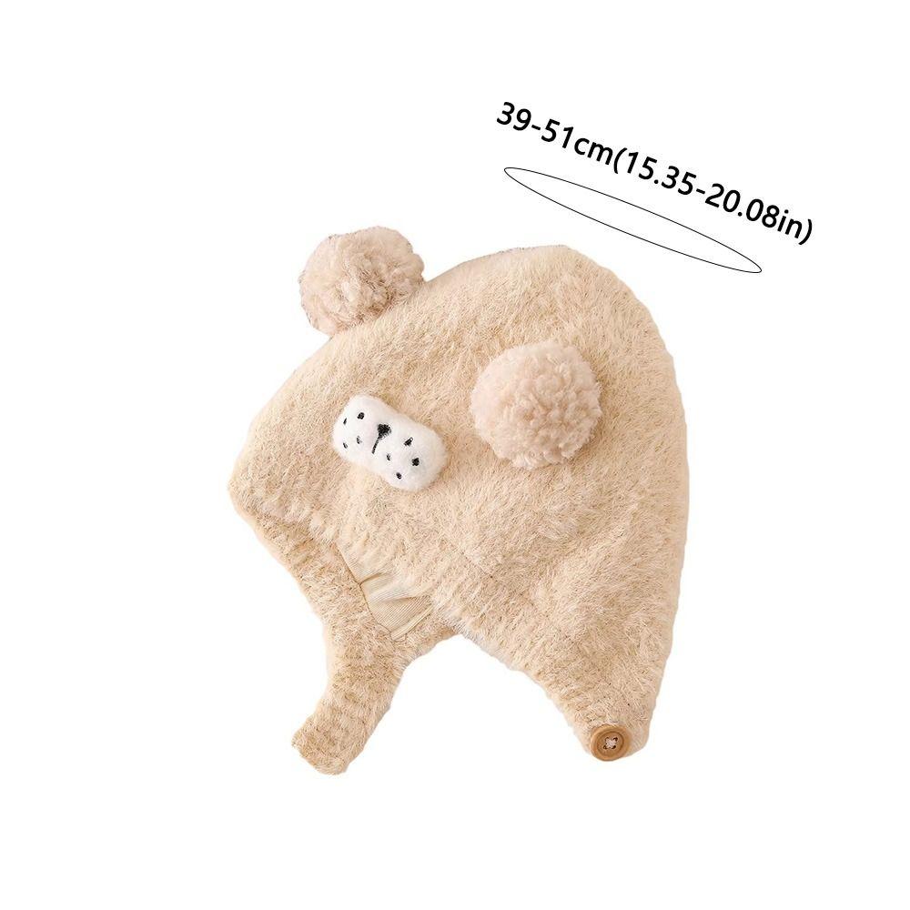 Double Pom Pom Kids Knit Hat Ear Protection Pom Pom Hat Cartoon Baby Winter Hat  for Babies