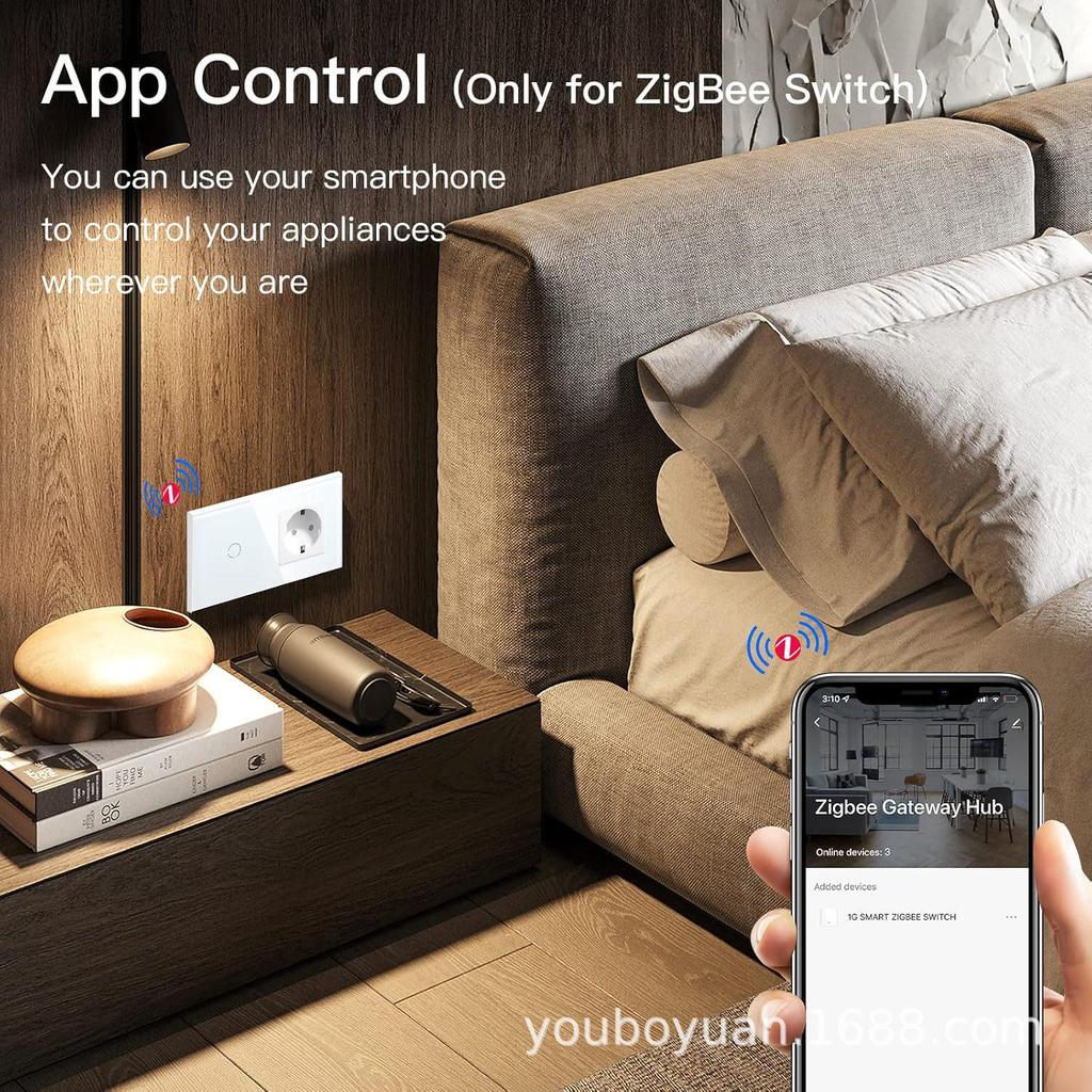 European Standard Zigbee Smart Switch with Graffiti Design, Glass Panel, and Alice Voice Support