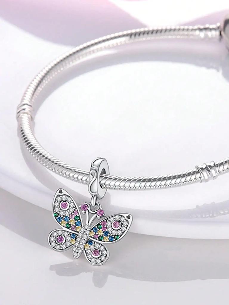 Charm copper Colors Colorful Butterflies Bead for Authentic Bracelets Do It Yourself Bead Charms Charm Bead Charms Jewellery Making Gift for Women STY