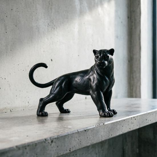 Czarny Pantera Ozdoba Drukowana 3D Mini Matowa Czarna Dekoracja Biurkowa Figurka Zwierzęcia z Dżungli dla Dzieci, Zabawka Prezent dla Chłopców i Dziewczynek