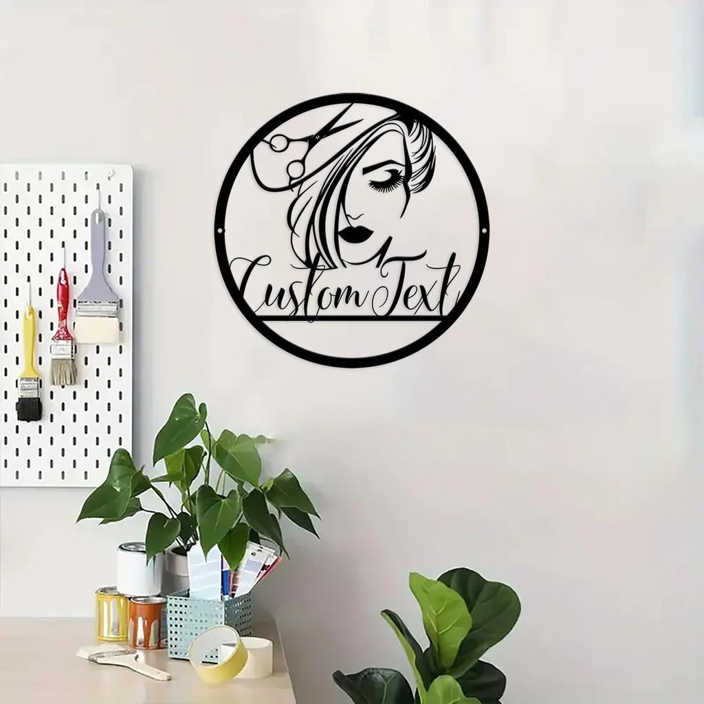 Custom Hair Stylist Sign Metal Wall Art Decor Personalized Salon Name Logo