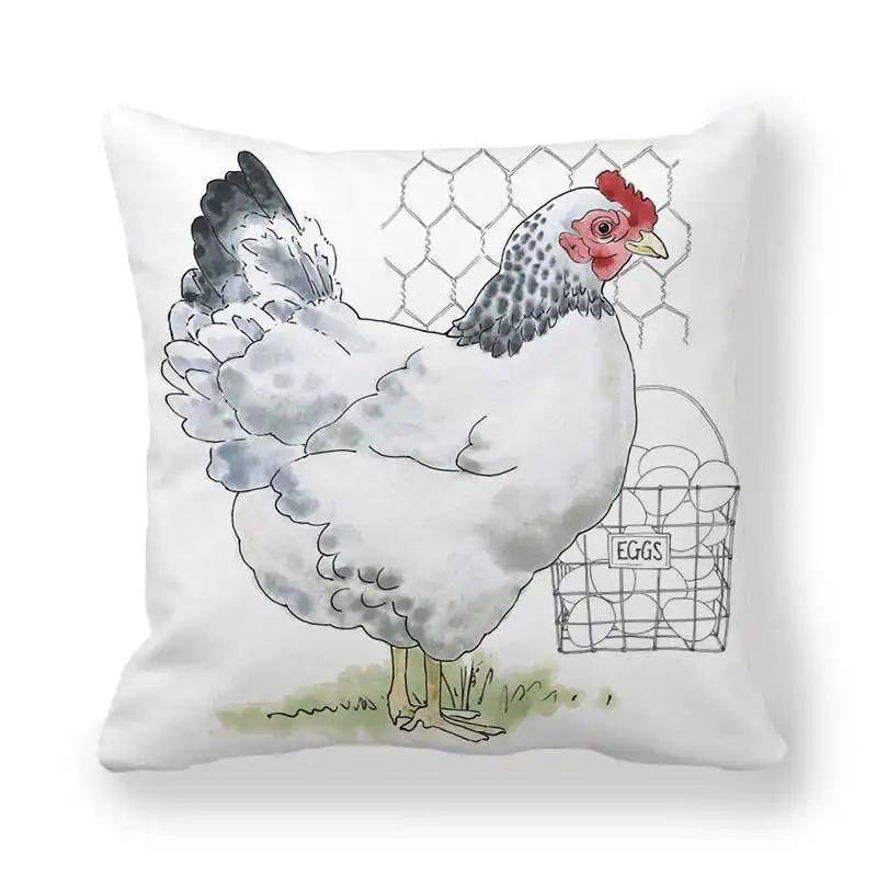 Hen and Rooster Print Pillowcase Office Living Room Car Ornaments Home Pillowcase