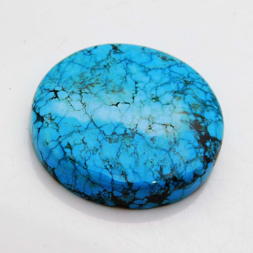 NATURAL Arizona Blue Turquoise 49.85 Ct Round Cut CERTIFIED Loose Gemstone