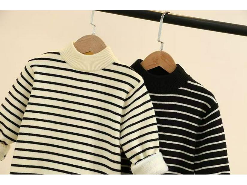 Kids' Thick Plush Knit Sweater - New Winter Round Neck Warm Layer