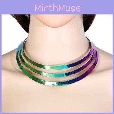 Futuristic Metal Collar Necklace With Waterwave Chain For Steampunk And Gothic Styles