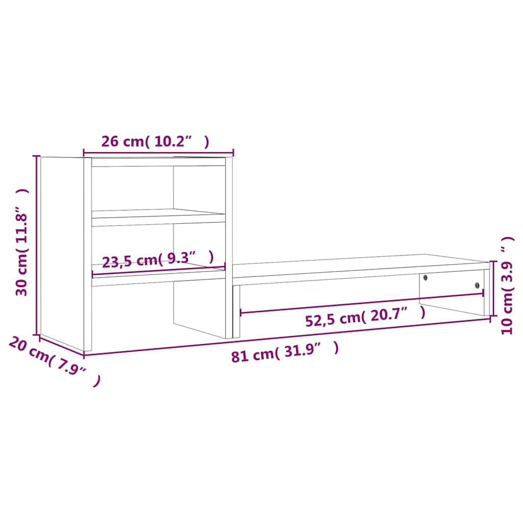 Monitor Stand Honey Brown 81 X 20 X 30 Cm Solid Pine Wood