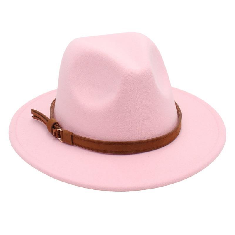 Gentleman'S Top Hat Vintage Jazz Hat Men'S And Women'S Elegant Felt Hat Belt Buckle Tweed Hat Light Luxury