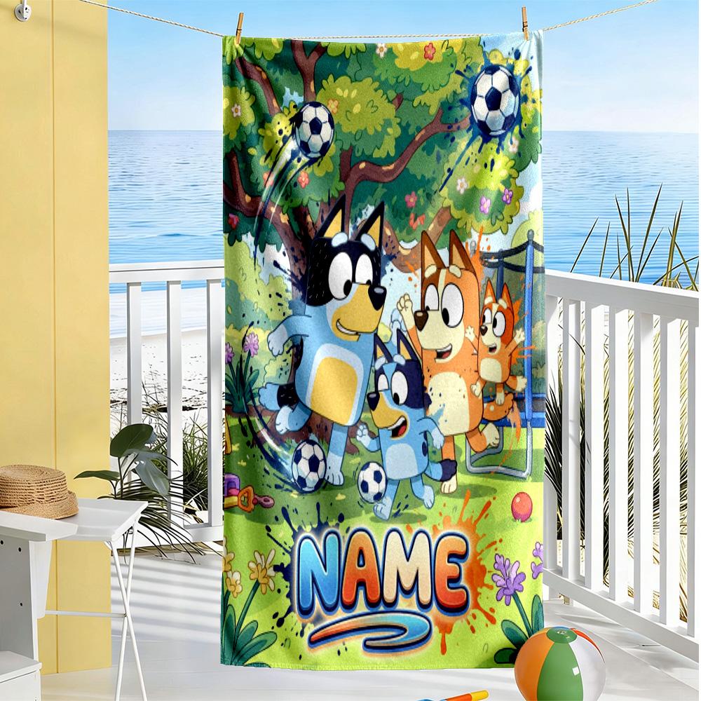 Halloween Soccer Fun Customized Name Beach Towel Soft Durable Quick-Dry Suitable for Sports Travel Swimming Yoga Bathroom Beach And Pool