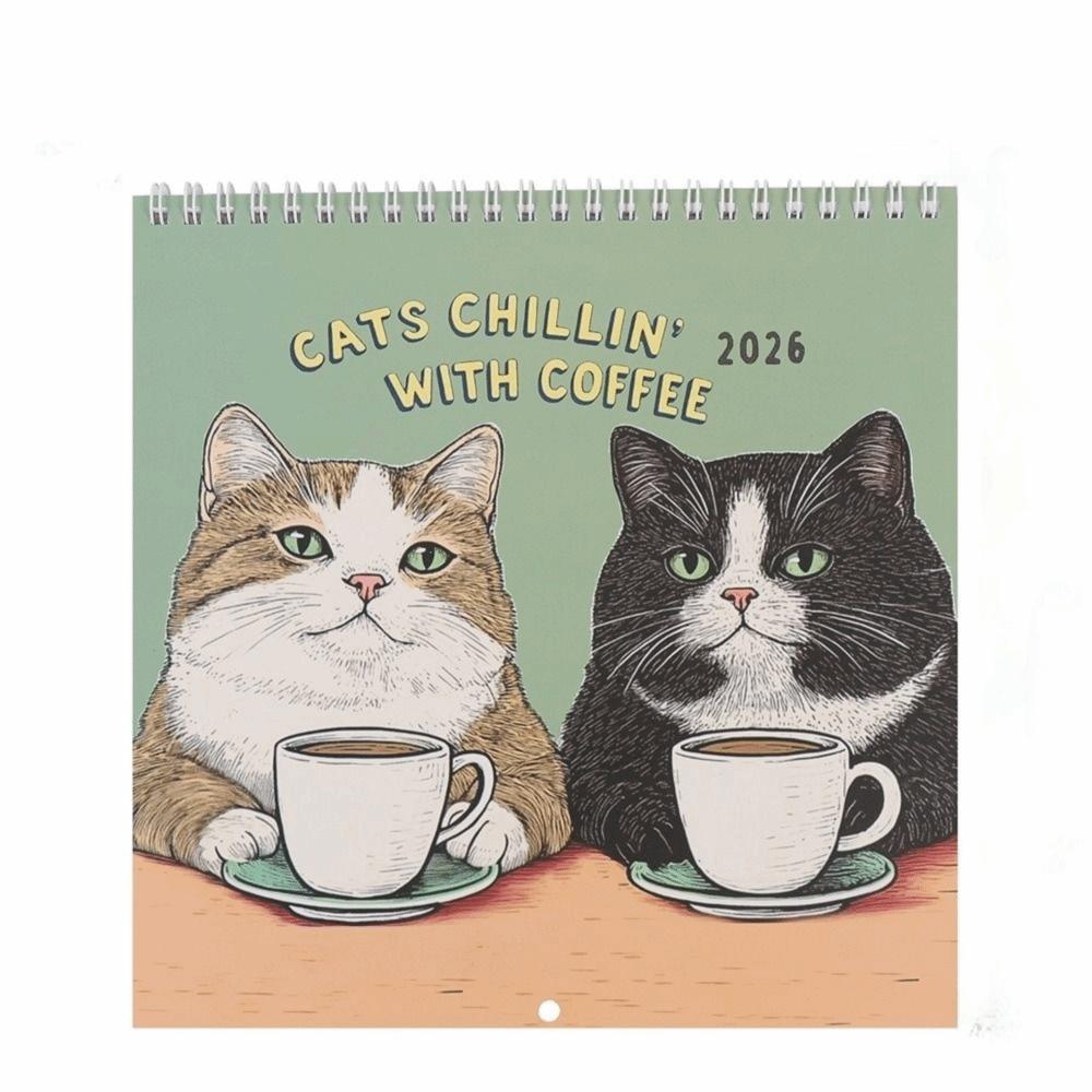 2026 Wall Calendar 2026 12 Month Layout Hangable Design Monthly Calendar Funny Cat Art Monthly Calendars Cat Design Calendar