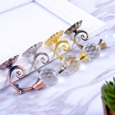 2Pcs Curtain Hook Hook Holder Home Decor Curtain Tie Window Accessories Fashion Wall Mounted Crystal Holdback European Style