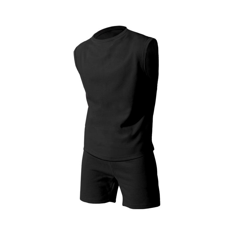 Men's Summer Sleeveless Sports Set: Casual Solid Color Tank Top & Shorts