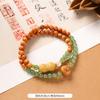 Multi-circle green sandalwood bracelet, men's and women's cultural play plate play bracelet, agate wooden Buddha beads stacked with accessories
