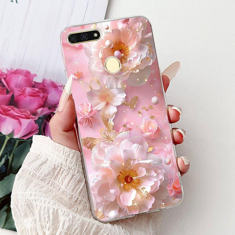 For Huawei Y6 Prime 2018 Case Clear Cute Fashion Flowers Luxury Painted Cover For Huawei Y6Prime 2018 Phone Case ATU-L42 ATU-L31