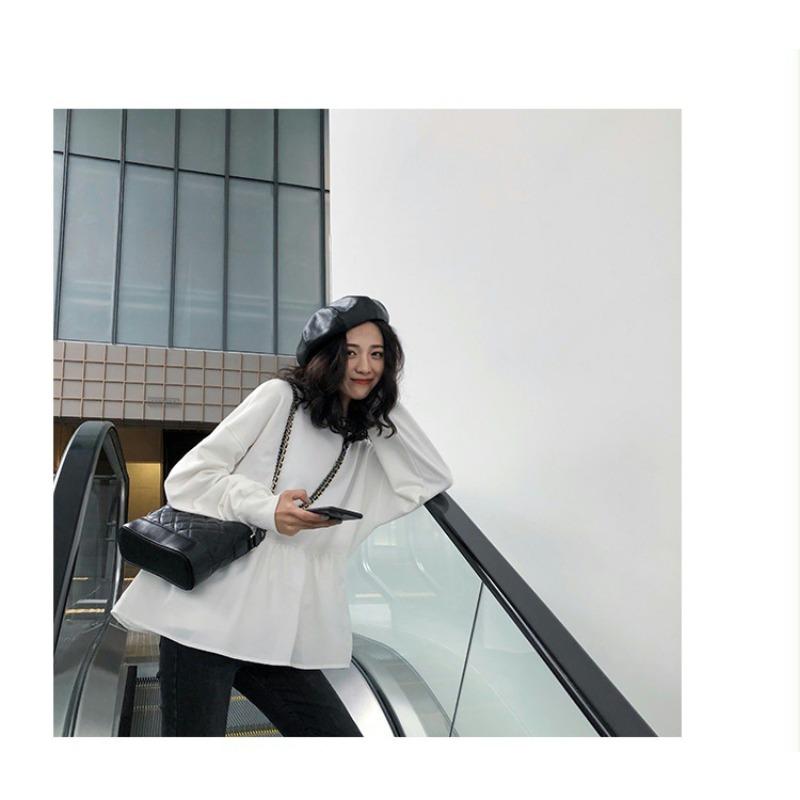 Autumn New Korean Style Loose Slim Student Casual Top Solid Color Thin Fashion Trendy Sweatshirt Women's Clothing