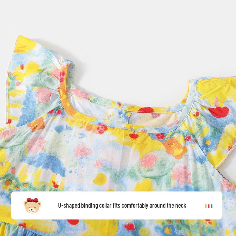 Classic Teddy Girls' Floral Flutter Sleeve Princess Dress