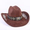 Popular European and American Classic Suede Western Cowboy Hat Men's and Women's Big Brim Embroidered Outdoor Sun Hat