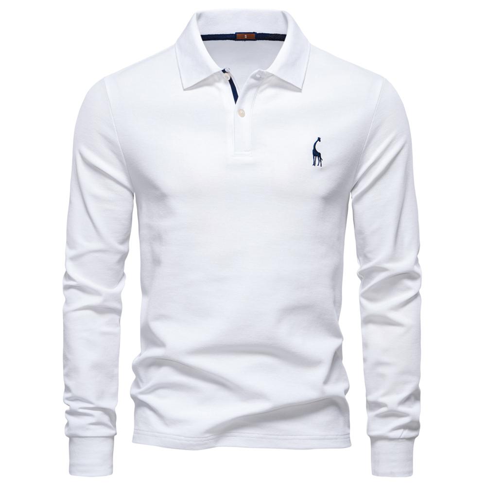 AIOPESON 2025 Koszulka Polo Business Casual Męska Jednolity Kolor Długi Rękaw Mieszanka Bogata w Bawełnę Oddychające Polo Męskie