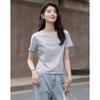 Demana Damen Sommer Perlenblume Kurzarm T-Shirt