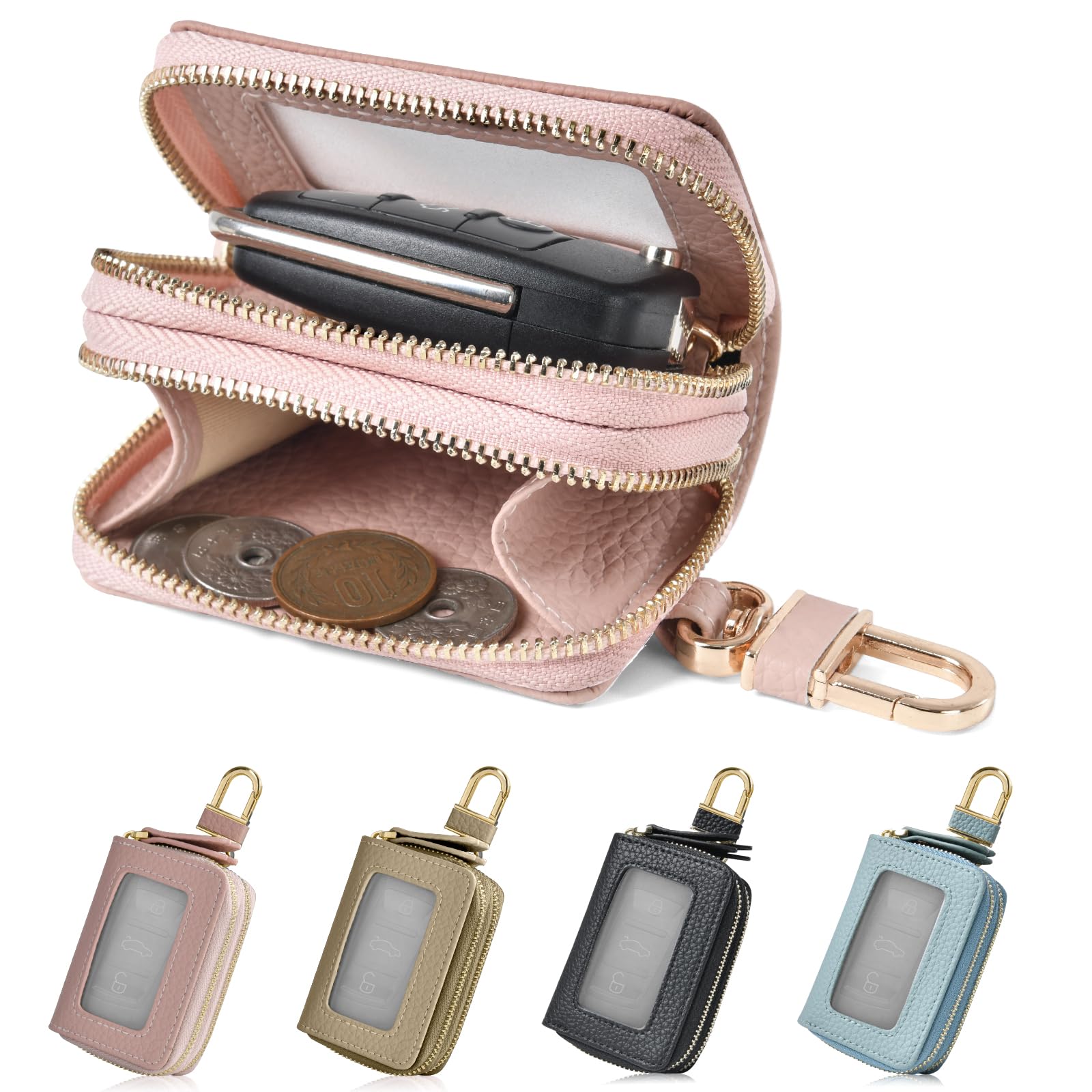 

YooFa Умный чехол для ключей с двойным хранилищем для мелочи и ключей, двойной умный ключ, чехол для ключей умного автомобиля с прозрачным ключом и совместимый с умным ключом, подарок