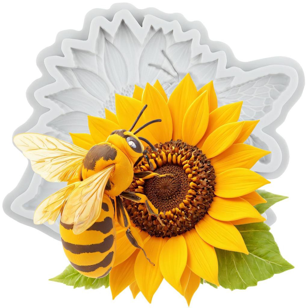 Bee Silicone Mold Sunflower Fondant Molds Cake Decorating Tools Cupcake Topper Candy Sugar Craft Gum Paste Polymer Clay