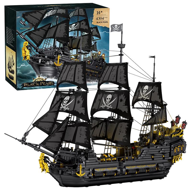 4304PCS Black Pearl Pirate Ship Model Building Blocks Movie Skeleton Adventure Boat Assembly Bricks Set Kids Toys Birthday Gifts