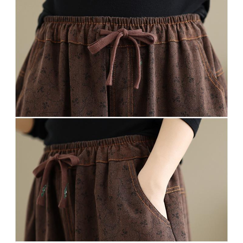 DIMANAF 2025 New Autumn Plus Size Women Jeans Vintage Elastic Waist Denim Pants Loose Trousers Big Size Casual Cotton