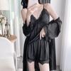 1011 spring, summer and autumn new ice silk sexy pajamas women's pure desire lace high waist and thin hanging skirt with chest pad nightgown