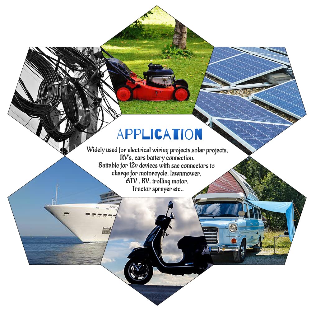 WMYCONGCONG SAE-SAE Prodlužovací napájecí kabel 1m + 2m 18AWG Nabíjecí prodlužovací kabel